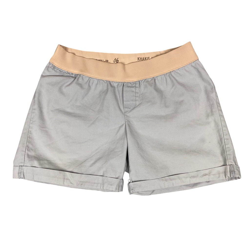 Gap Maternity Boyfriend Roll-Up Khaki Shorts Women 6 Crystal Blue Gray